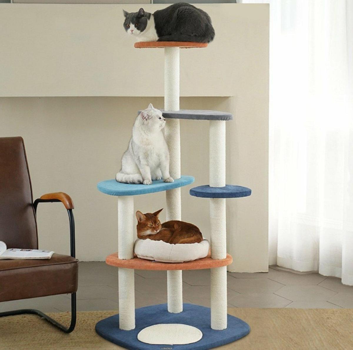 Abstract Cat Tree With Multiple Platforms Cat